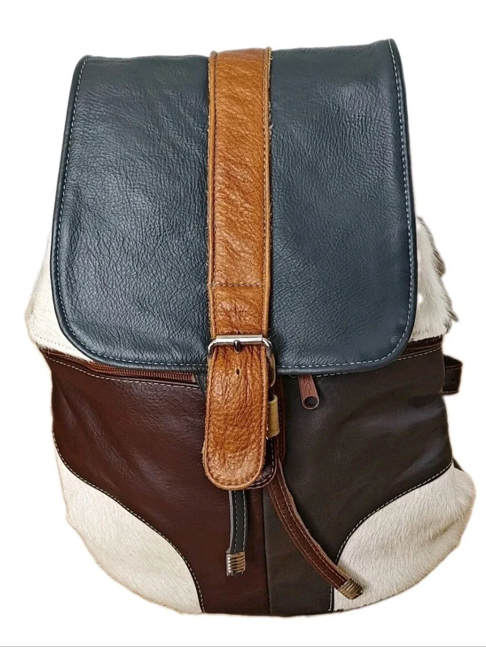 Vintage Boho Hippie Patchwork Backpack Genuine Leather Bucket Bag Purse Academia